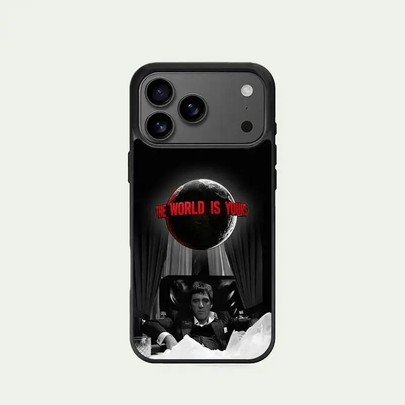 Scarface Tony Montana Slim Phone Case, Classic Movie Pattern Cover with The World Is Yours Design, Fan Gift for iPhone 17 Air 16 15 14 13 12 11 Pro Max Plus
