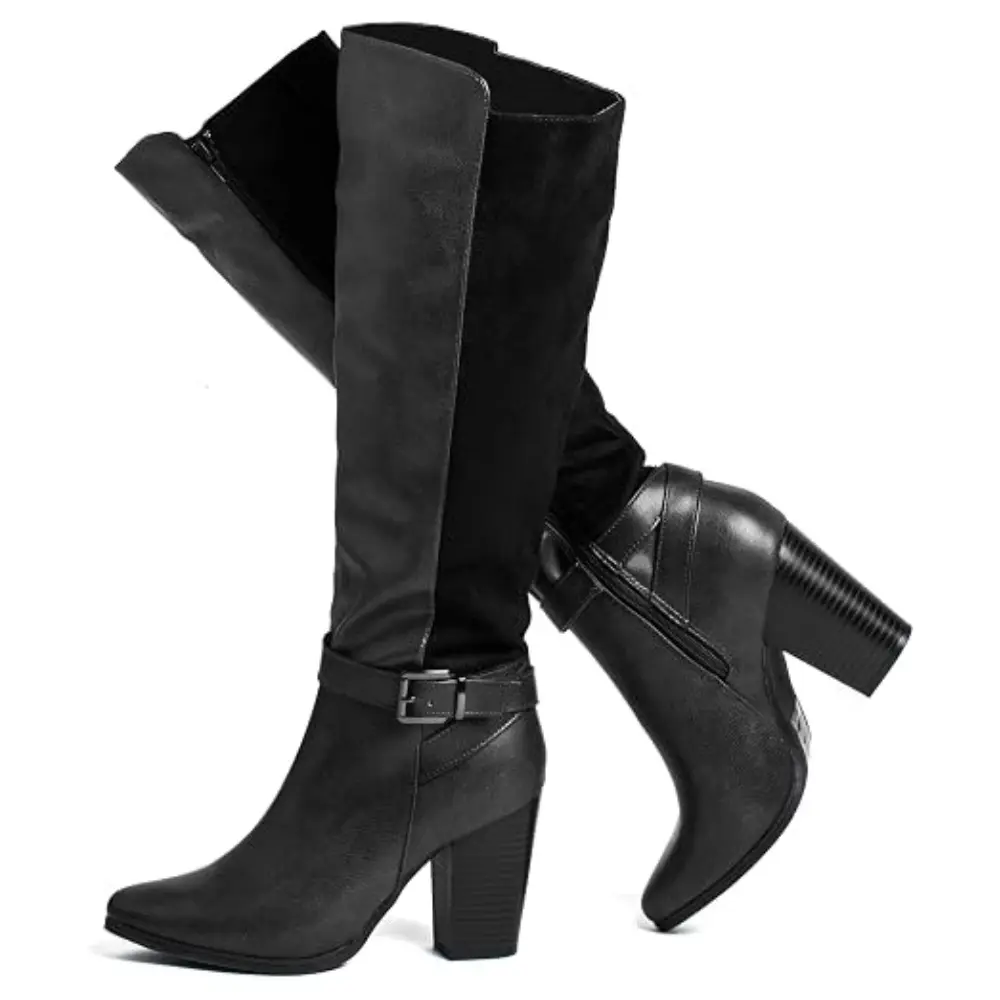 Women's Knee High Boots Zip Up High Chunky Heeled Boots,back to school,back to school haul