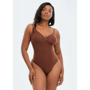 SmoothingSeamless Front Zip Bodysuit Thong