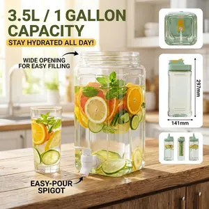 3.5L Extra-Large Infused Water Dispenser with Spigot Stainless Steel Pitcher for Family Gatherings Camping & Backyard Parties 3500ml Capacity Insulated Cold Water Pot Easy-Pour Spigot
