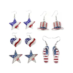 American Flag Jewelry, USA Earrings, Necklaces - America, Heart, Star, Sandal, Hat, Uncle Sam, 4th of July, Fourth of July, Independence Day