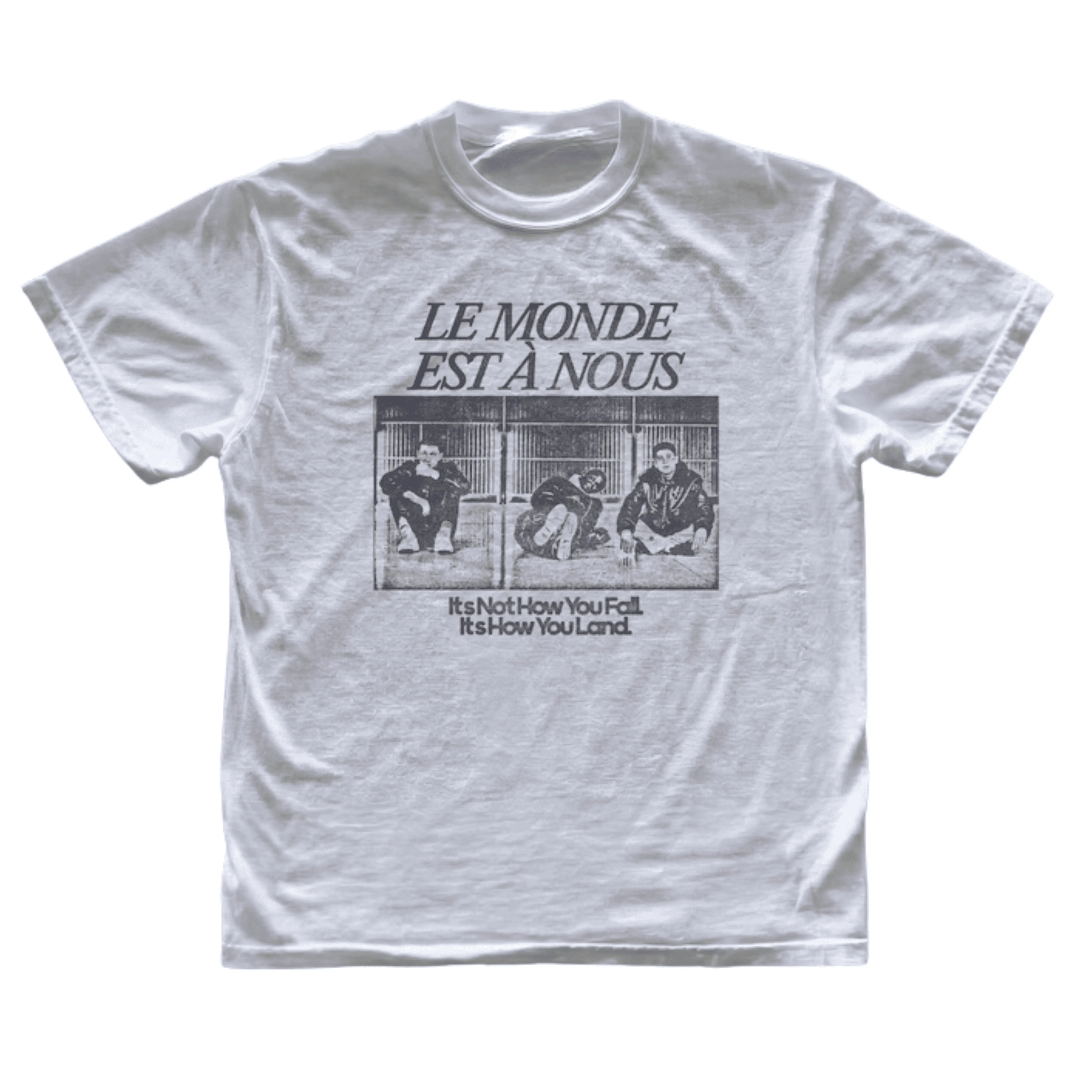 French White Retro Tee - Quote Movie Print Shirt