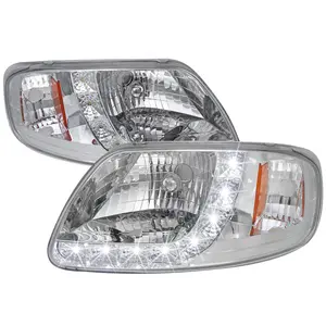 1997-2004 Ford F-150/Expedition Factory Style Crystal Headlights w/ SMD LED Light Strip (Chrome Housing/Clear Lens)