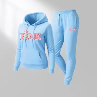Sweat à Capuche Victoria's Secret Bleu Femme Taille L - Détail Paillettes (Bon état, Coton Doux)