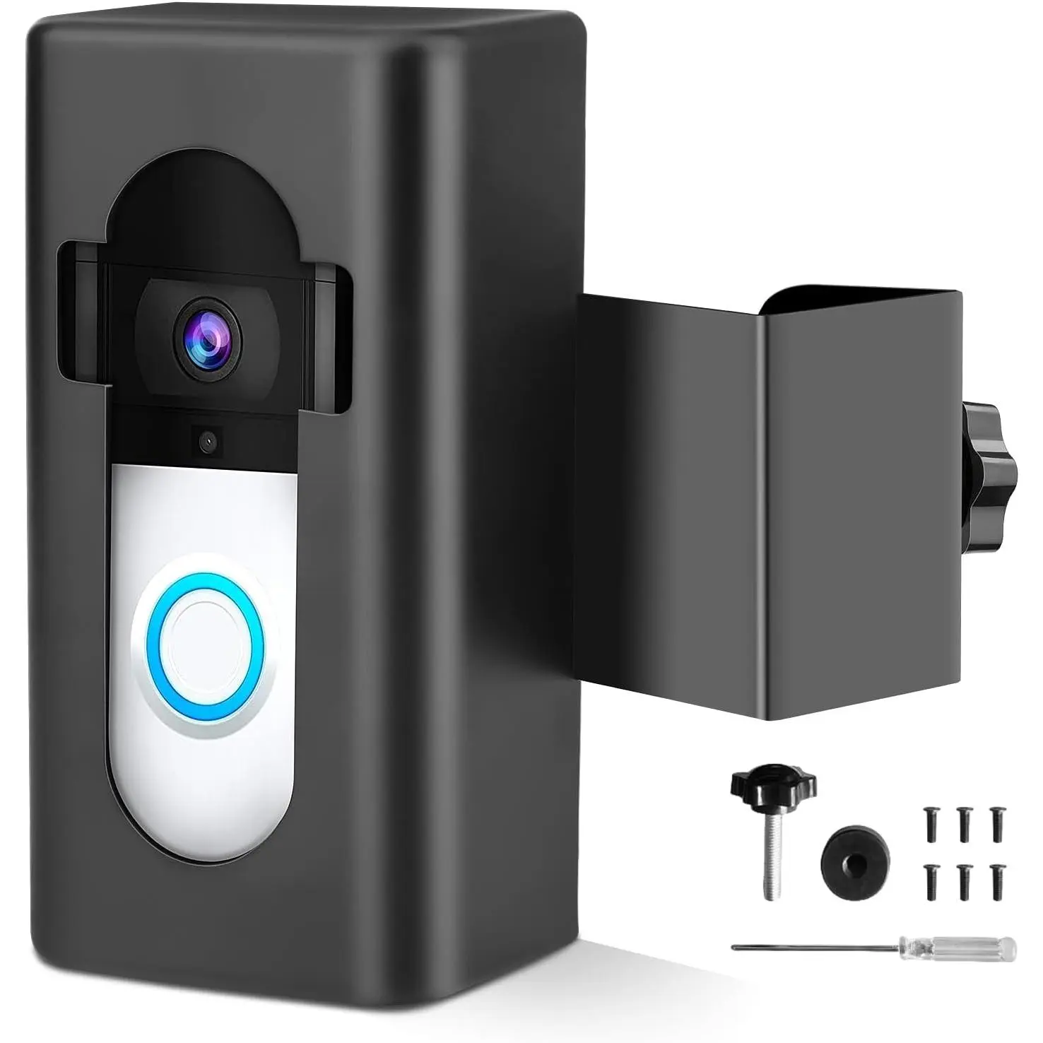 Anti- Video Doorbell Door Mount, Doorbell No-Drill Mount Fit for  Video Doorbell, Ring Doorbell Holder for Apartment Door, for Video Doorbell 1/2/3/3 Plus/4/Pro/2021 (Black)