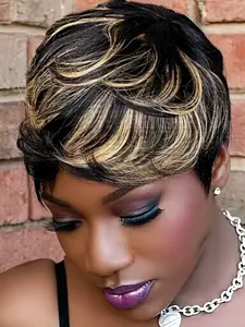 1b27 Color Body Wave Pixie Wig, Full Machine Made Human Hair Short Hair for Women, Stylish and Convenient Hairstyle Solution, Human Hair Wigs