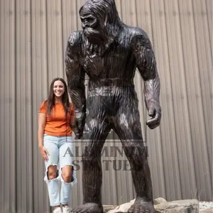 BigFoot Statue 8 Feet Tall Cast Aluminum Black Brown Finish Weather Resistant Indoor Outdoor Use