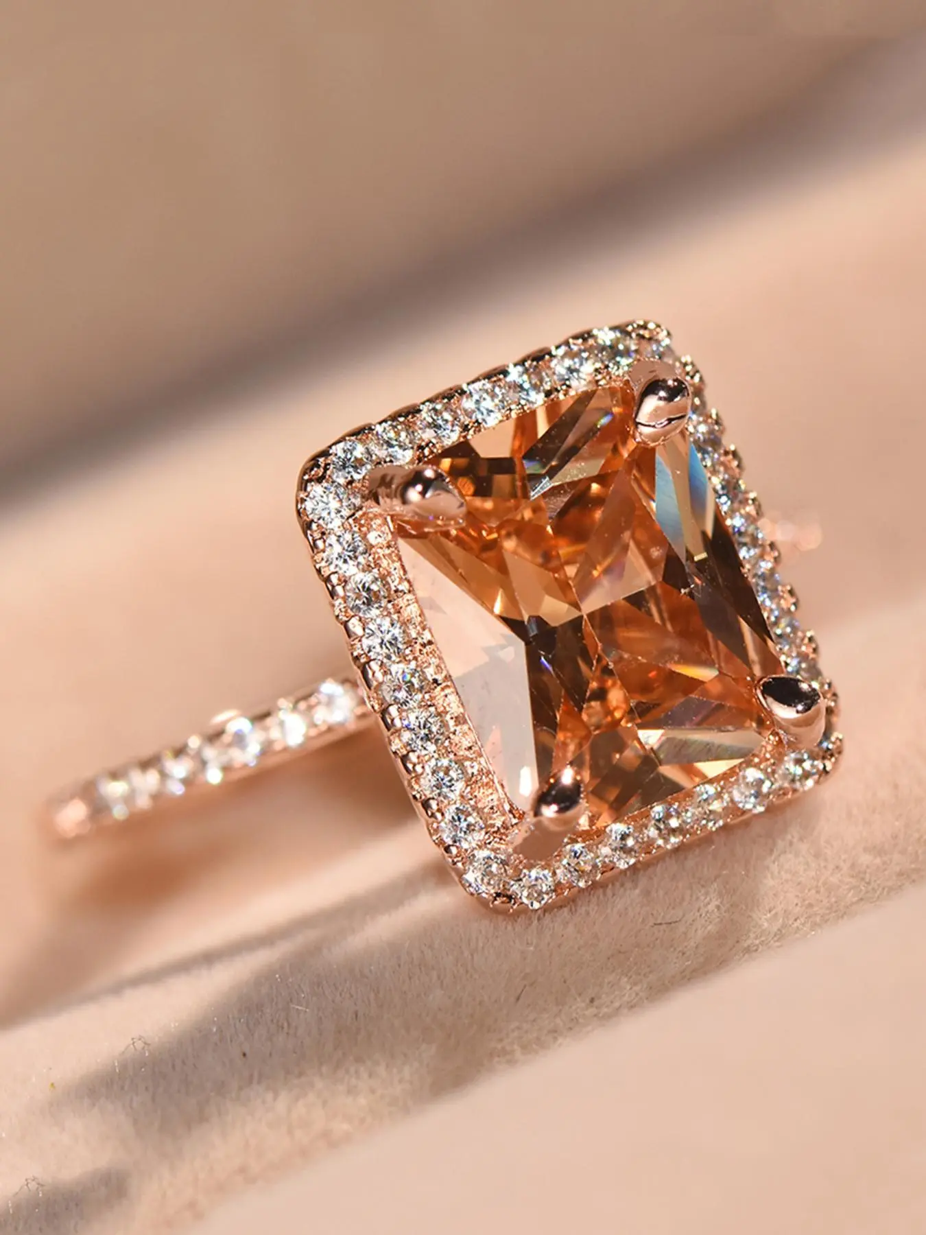 Women's Elegant Square Design Ring, Princess Ring, Statement Ring, Square Shaped Zircon, Artificial Zircon Ring, Hot Fashion Jewelry for Party, Daily Clothing Decor, Trendy All-match & Exquisite Jewelry for Birthday Gift, Synthetic Zircon Rings