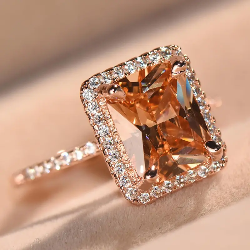 Women's Elegant Square Design Ring, Princess Ring, Statement Ring, Square Shaped Zircon, Artificial Zircon Ring, Hot Fashion Jewelry for Party, Daily Clothing Decor, Trendy All-match & Exquisite Jewelry for Birthday Gift, Beautiful Rings
