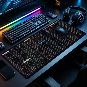 Keyboard Shortcuts Cheat Sheet Large Gaming Mouse Pad, Extended XXL Desk Mat with Stitched Edge & Non-Slip Rubber Base, Ideal for Gamers, Office Workers and Productivity Lovers, Perfect for Gaming Rooms, Home Offices & Workstations