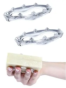 SoapStandle 1M Sold, Stop Soap Goo, Reusable Soap Gripper, attaches to & stays with Soap. USA Made. Soap dries quicker, lasts 30% longer. 2-Pack Recycled Plastic Soap Accessory. Shower, Sink or Tub. Globally patented. Eco-friendly. soap holder