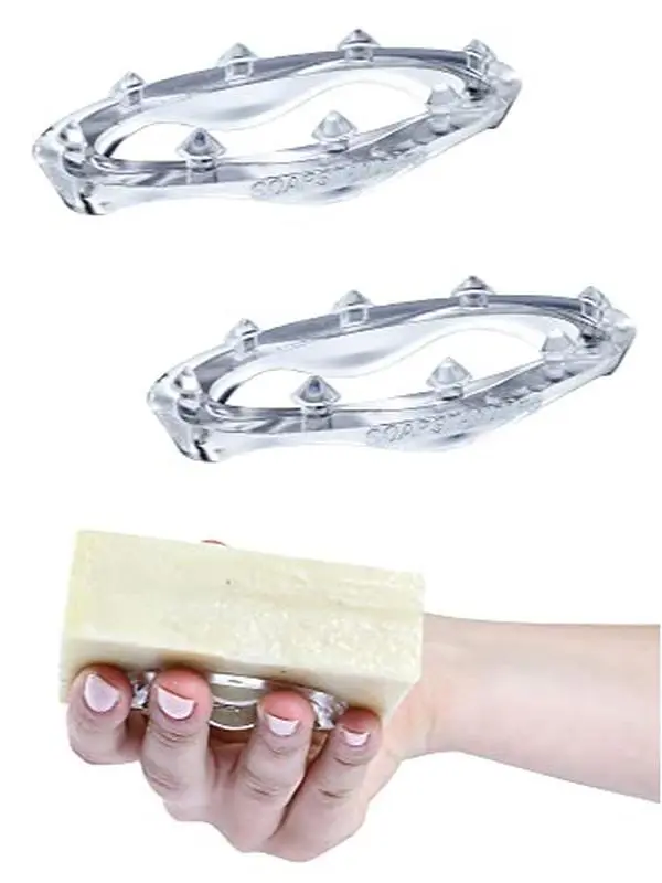 SoapStandle 1M Sold, Stop Soap Goo, Reusable Soap Gripper, attaches to & stays with Soap. USA Made. Soap dries quicker, lasts 30% longer. 2-Pack Recycled Plastic Soap Accessory. Shower, Sink or Tub. Globally patented. Eco-friendly. soap holder
