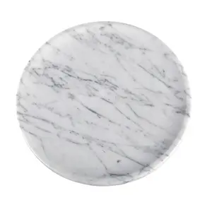 Koville 11.7-Inch Marble Design Serving Tray - Decorative Round Tray for Home,Modern Decor & Serving Trays for Bathroom, Kitchen, Nightstand, Jewelry Ring Dish Holder, Table Accents Decor( Bianco Carrara)