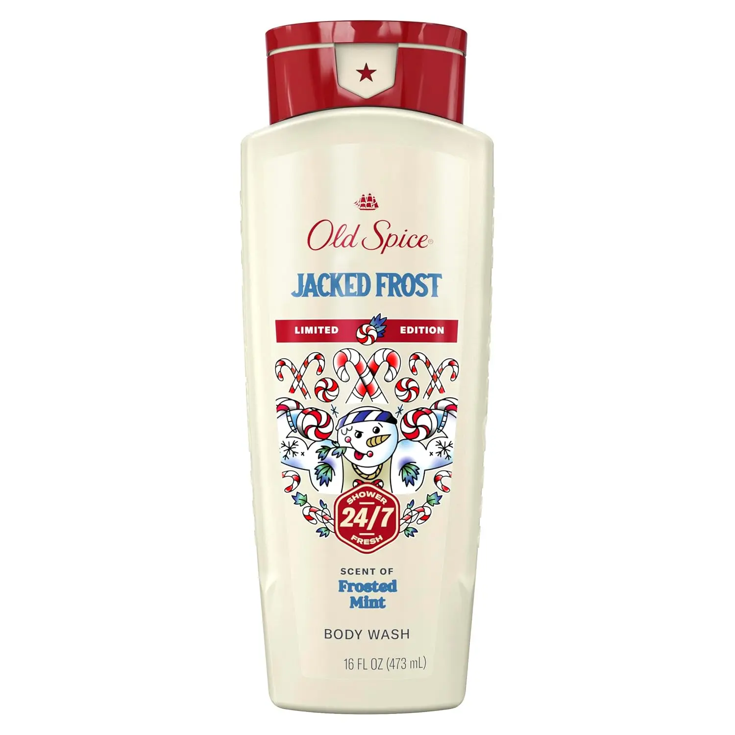 Men's Old Spice Holidudes Holiday Edition Body Wash, Jacked Frost Frosted Mint Scent, 24/7 Holiday Freshness, Long-Lasting Fragrance, Rich Lather, Stocking Stuffer, 16 oz