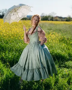 Mint Green Floral 18th Century Stays