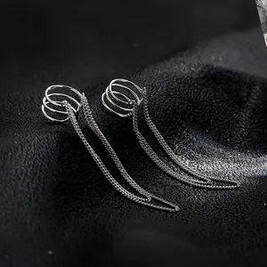 [Limited time event] Double-layer tassel ear clip personality versatile design long chain design single ear clip