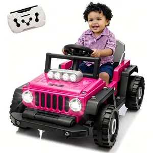 2-in-1 Ride on Toy for Kids, Different Truck/Go Kart Freely Switched, 12V Battery Powered Cars for Kids, Creative Building Block, Ride on Car w/4-Wheel Suspension, LED Lights