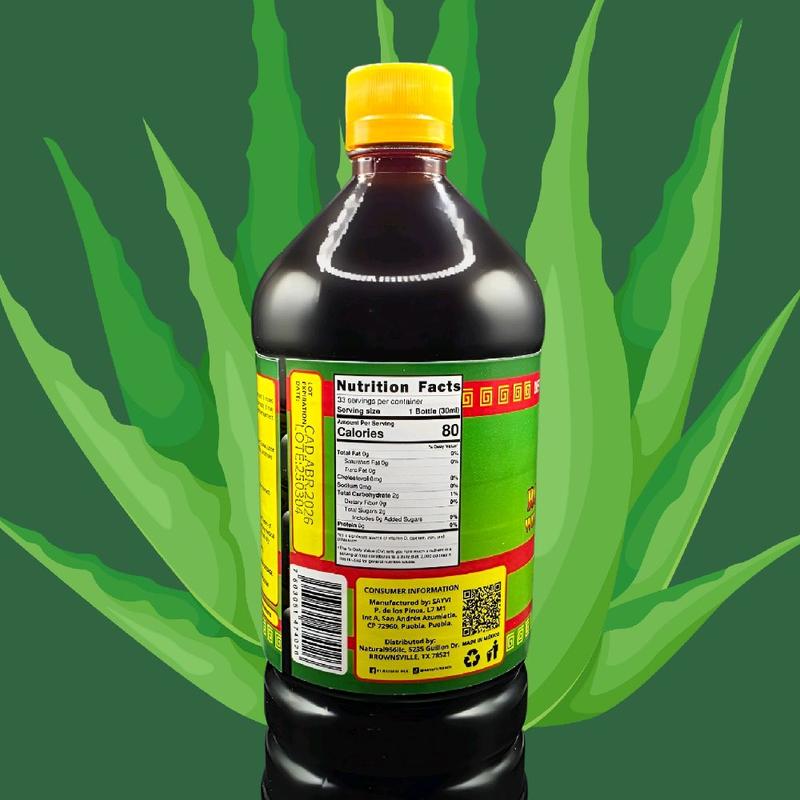 Sayvi Roasted Maguey Juice with Aloe Vera and 10 medicinal plants- Natural Dietary Supplement for Health - 100% Pure Maguey & Aloe Vera Blend Jugo de maguey asado con Sabila y 10 plantas medicinales SAYVI