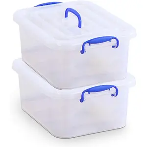 9 Quart Clear Storage Latch Bins with Lids Handle Plastic Clear Stackable Box 9Liter 2 Pack