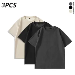 3pack Men's corduroy T-shirt, loose fit, vintage casual street-style top — comfortable and fashionable