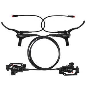Electric Bike Hydraulic Disc Brake Kit - Dual-Piston Power-Off Protection Left Front 1100mm / Right Rear 1800mm Aluminum Alloy Brake Levers Suitable for Scooters/Mountain Bikes spoon brake bike