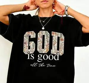 Free shipping | New Year sale | "God is good" Christian T-shirt — comfortable religious tee for women, Bible verse gift