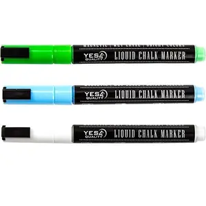 YES4QUALITY Magnetic Liquid Chalk Markers (3 Pack) - Colorful 3 mm Fine Bullet Tip Neon Dry Erase Markers with Magnet for Blackboards, Whiteboards, Windows, Colorful Markers