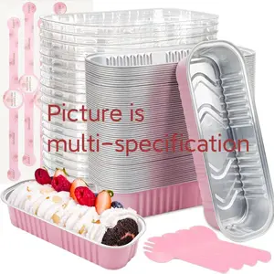 20pcs Long Rectangle Tiramisu Chocolate Packaging Foil Boxes, Aluminum Cake Box Dessert Molds, Disposable Foil Cups for Baking