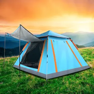 Breathable Waterproof Easy Setup 4-5 Person Portable Outdoor Tent, Windproof for Camping Hiking Backpacking, with 2 Bug Nets-3881, Breathable Waterproof Tent, Easy Setup Tents