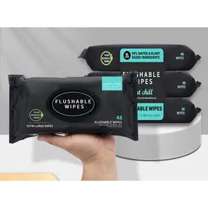 5-pack disposable wet toilet paper -48 sheets/pack - household non sensitive sanitary pads for pregnant women and infants, biodegradable, personal area cleaning wet toilet paper