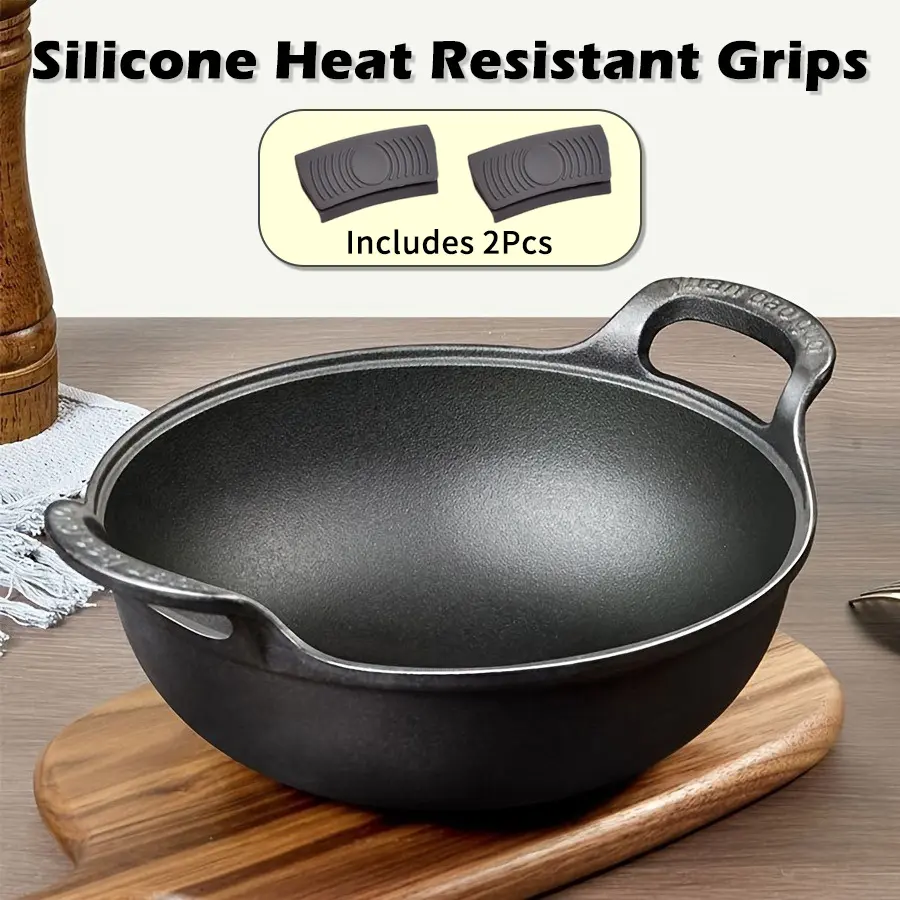 Enameled Cast Iron Soup Pot, Multi-Function Stock Pot for Home Kitchen Double-handled soup pot, comes with a silicone non-slip mat