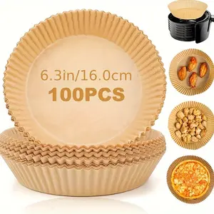 100pcs Air Fryer Disposable Paper Liners 8In Round Parchment Paper Non-Stick, Airfryer Basket Liners For Steamer Microwave Oven, High-quality, Multi-Purpose, EasyTo Use, Easy Cleanup