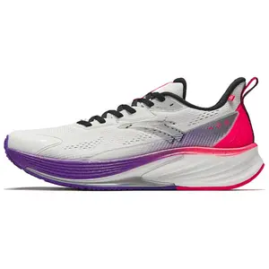 Anta Rocket 6.0 Men's Low-Top Nitrogen Tech Running Sneakers - Breathable, Lightweight Sports Running Shoes, White-Purple-Red, Credentialed, Globally Authenticatable
