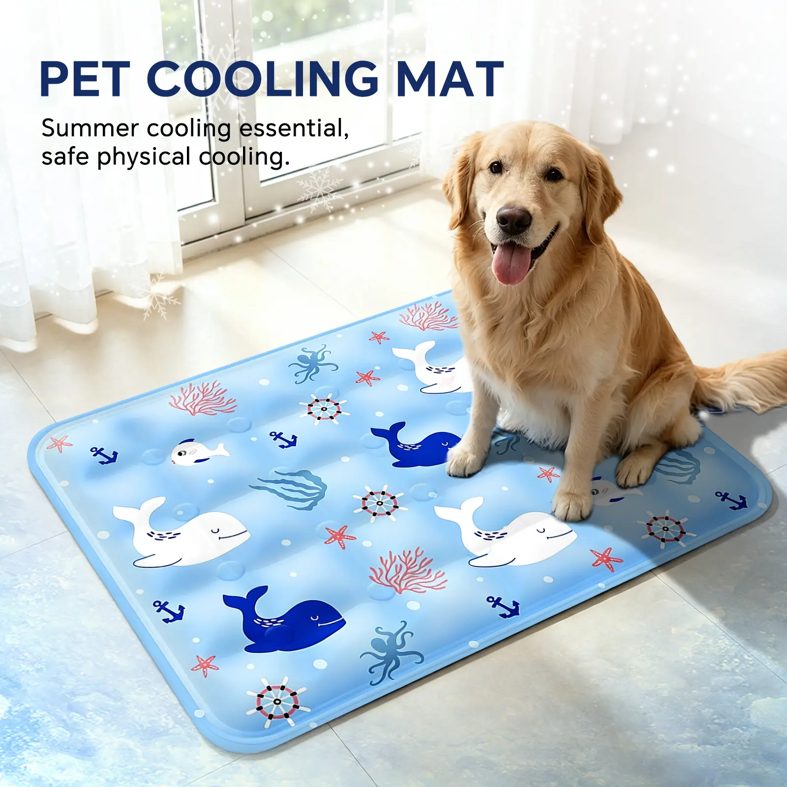60x90cm Summer Pet Cooling Mat, Dog & Cat Ice Cool Pad, Large Size Pet Cool Sleeping Cushion, Heat Relief Cooling Bed for Indoor Pets, Ideal Summer Pet Accessory
