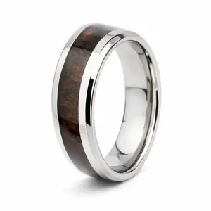 Men's Titanium Ring with Brazilian Rosewood Center Inlay | 8mm