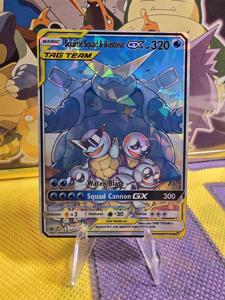 Squirtle Squad & Blastoise GX Card Edge to Edge Rainbow Glass Holo NEW  Textured Version Standard English Back Trading Cards Trading Card Pack -  TikTok Shop