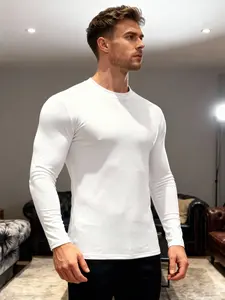 Men's Turtleneck Long Sleeve Shirt, Slim Fit Basic Thermal Top, Soft Stretchy Mock Neck Tee for Layering, Casual Daily Wear & Inner Outfit