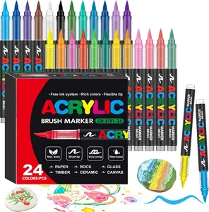 Acrylic Paint Markers, Soft Brush Tip Pens and Markers, Acrylic Paint Pens for Wood, Stone, Canvas, Glass, Fabric, Egg, Rock Painting and DIY Crafts Art Supplies Christmas and Easter gifts(36)