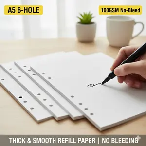 A5 Planner Refill Paper 100gsm 6-Holes, 45/90 Sheets Loose Leaf Binder, Ideal for School, Office, Home Use, Perfect Gift