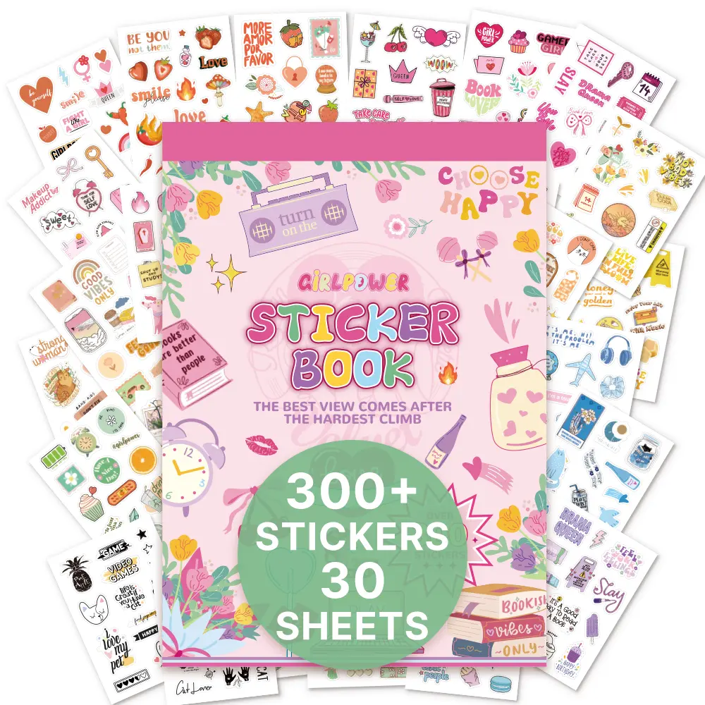 Aesthetic Coil-Bound Scrapbooking Set - 30 Sheets, 300+ Pcs Ample Colorful Stickers, Convenient Flipping, Embellishing, Organizing, Labeling, Journaling