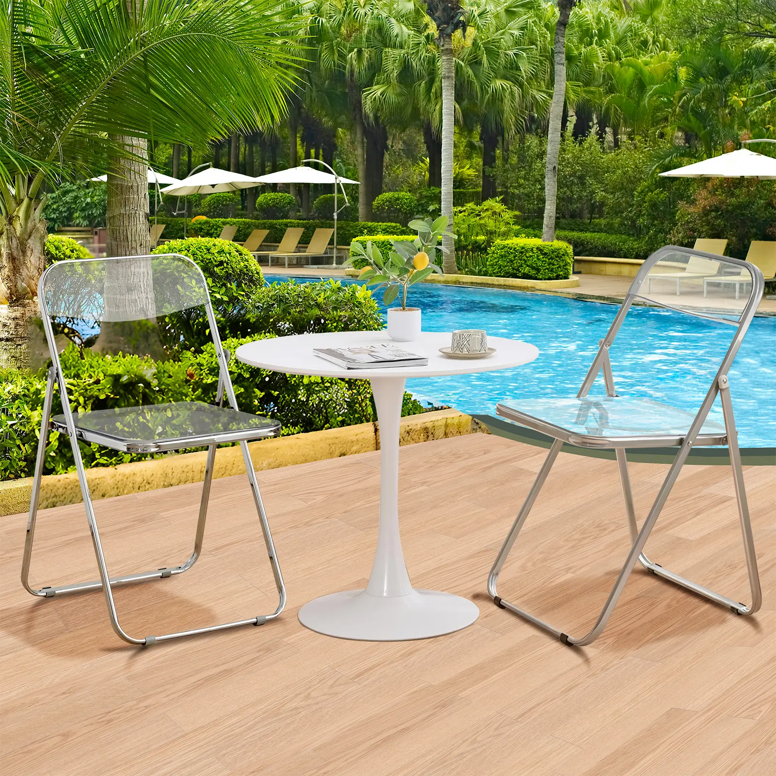 【Mother's Day】 2/4/6/10 Pack Foldable Portable Plastic Crystal Chair，Easy to Use and Store Comfortable Portable Party Chairs for Home, Office, Party, Comfy