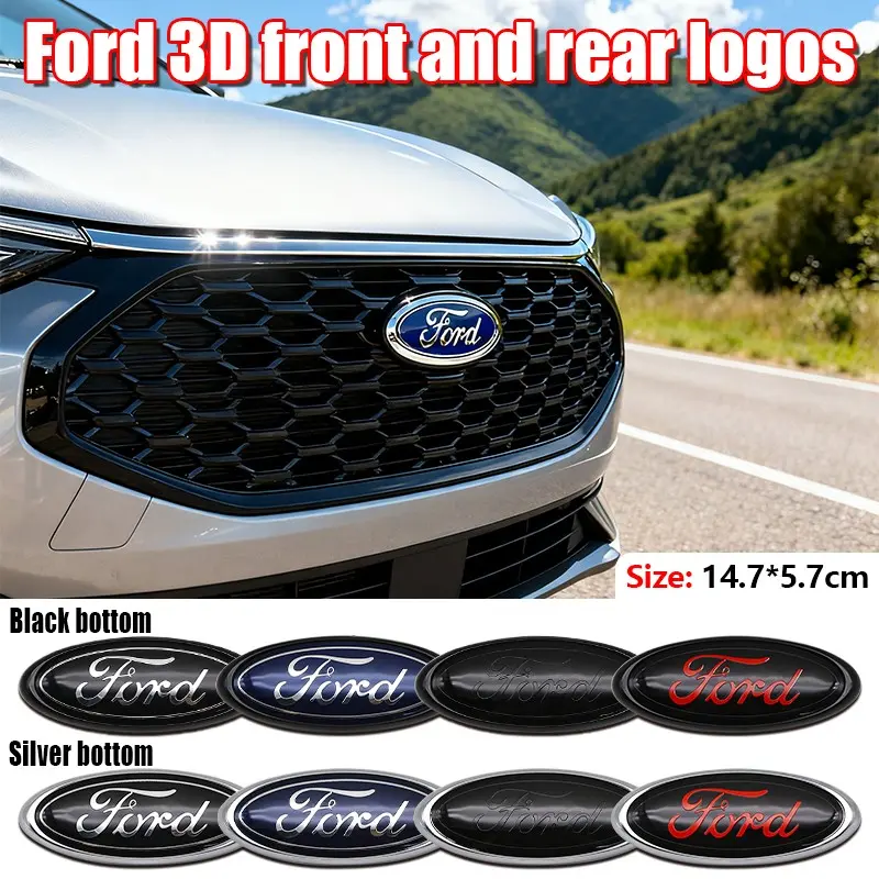 Ford Car Front & Rear Emblem, Scratch-Resistant Durable Hood Badge Replacement, Fits Focus Mondeo Edge Mustang, Exterior Modification Accessories, Vehicle Exterior Decoration