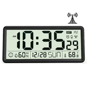 EASYERA 15" Large Atomic Digital Wall Clock, Battery Operated, Self-Setting, Large Display with Temperature, Humidity, Date, Day of The Week, Silent Wall Mount Digital Clock, 4 Time Zones, DST, Wireless Auto Atomic Time Sync Table Clock tiktokshopspringgl