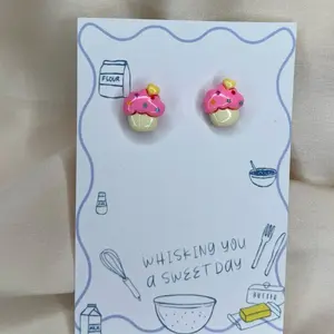Cute Cupcake Resin Earrings - Pink and Yellow Design, Ideal for Everyday Wear, Lightweight and Comfortable Trendy Jewelry