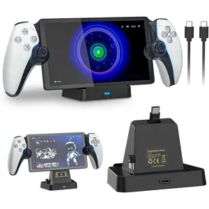Charging Dock Station for PS Portal, Charger Stand for Ps Portal with 2 Type-C Adapter and USB C Charging Cable, Charge Base Holder Accessories for PS Portal Console (Black)