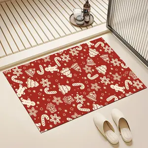 Floor Mats Absorbent & Non - Slip Diatomaceous Earth Shower Mat, Quick - Dry Bathtub Mat with Gingerbread Man & Snowflake Design for Bathrooms, Kitchens & Entrances
