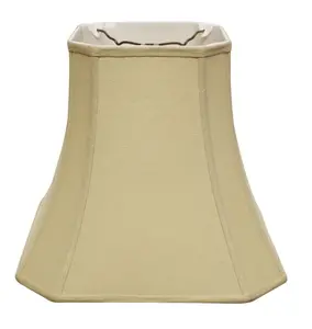 HomeRoots 469684 16 in. Inherent Slanted Square Bell Linen Lampshade, Tan