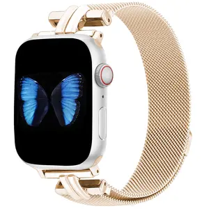 Correa TJCENXIN para Apple Watch, Diseño de Malla Metálica en Forma de H con Cierre Magnético de Acero Inoxidable para Mujeres, 41mm 40mm 38mm, para series de iWatch 10 9 8 7 6 5 4 3 2 1 SE Ultra 2, Oro Rosa