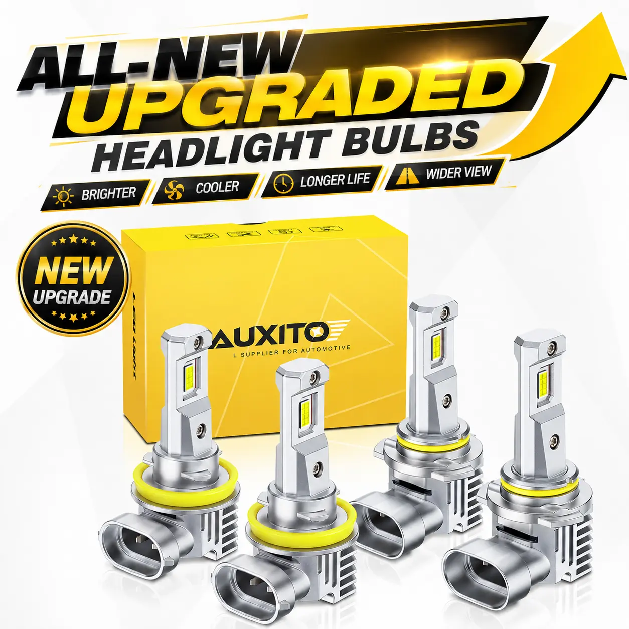 【ALL-NEW headlights】AUXITO 9005/HB3/9006/HB4/H11/H9/H8 White LED Headlight Kit High/Low Beam Bulbs Super Bright 6500K 30000LM