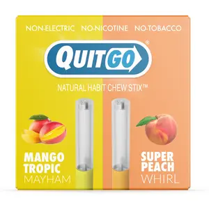 QuitGo Air Straw Mango and Peach Habit Chew Stick – Plastic Reusable Natural Aid Straw to Curb Cravings & Breathe Freely